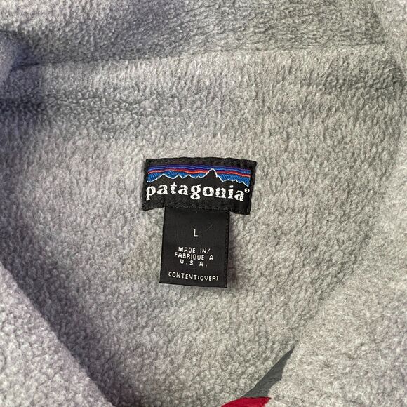 Vintage 90s Patagonia Red Fleece-Lined Bomber Jacket L Made‎ in USA Synchilla - Picture 6 of 14